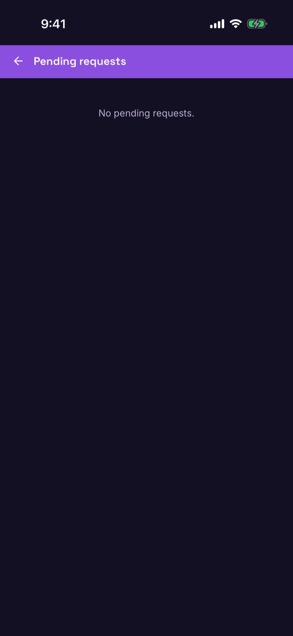 The Pending requests screen
