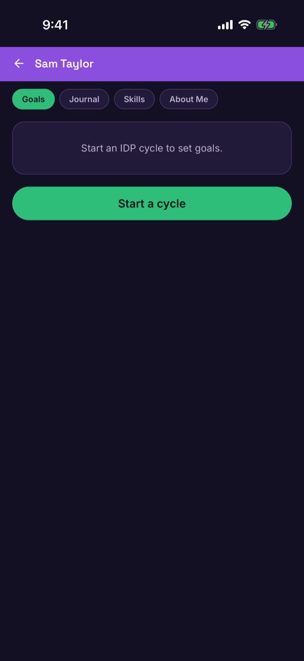 A player with no IDP cycle and a Start a cycle button